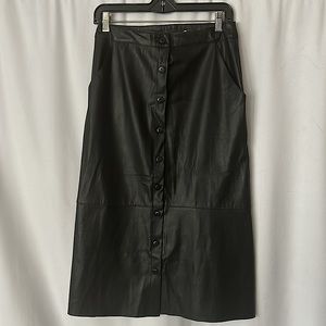 Amadi Anthropologie NWT Black Faux Leather Button Down Skirt **Size S** 🔥🔥